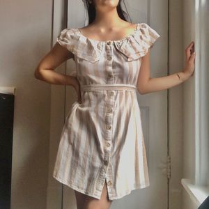 Altard State Cream Striped Mini-Dress size large
